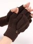 Casual Solid Color Twist Pattern Reversible Five-Finger Gloves Daily Commuting Home Accessories