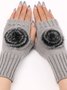 Casual Gradient Pom Wool Knit Long Half Finger Gloves Daily Commuting Home Accessories