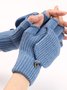 Casual Solid Color Flip-Up Five-finger Gloves Daily Commuting Home Accessories