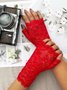 Lace Floral Cutout Half Finger Gloves Party Valentine's Day Banquet Dresses Accessories
