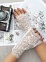 Lace Floral Cutout Half Finger Gloves Party Valentine's Day Banquet Dresses Accessories