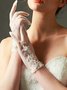 Silk Floral Pattern Beaded Gloves Party Valentines Day Wedding Dress Accessories