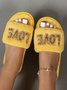 Valentine's Day Rhinestone Love Pattern One Strap Fuzzy Slippers
