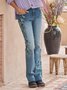 Tight Boho Floral Washing Process Jeans