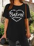Women Letter Short Sleeve Tee T-shirt Crew Neck Vintage Summer Top