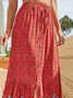 Floral Loose Cotton-Blend Boho Skirt