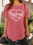 Women Letter Short Sleeve Tee T-shirt Crew Neck Vintage Summer Top
