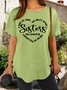 Women Letter Short Sleeve Tee T-shirt Crew Neck Vintage Summer Top