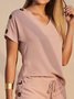 V Neck Casual Two-Piece Set