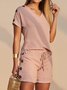 V Neck Casual Two-Piece Set