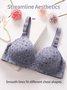 Floral Print Push Up Breathable Soft Wireless Bra Plus Size