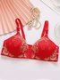 Contrast Lace Embroidered Bra Plus Size
