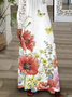 Floral Casual V Neck Lace Loose Dress