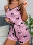Valentine's Day Love Print Ice Silk Camisole Pajamas Set Plus Size