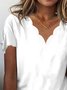 Casual Plain Loose V Neck T-Shirt