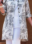 Casual Floral Shawl Collar Loose Coat