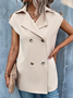 Casual Plain Loose Shawl Collar Vest Coat