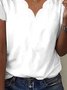 Casual Plain Loose V Neck T-Shirt