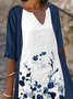 V Neck Color Block Casual Regular Fit Two-Piece Set