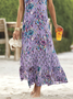 Casual Loose V Neck Floral Dress