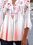Regular Fit V Neck Floral Casual Top