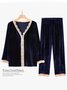 Valentine's Day Lace Gold Velvet Pajamas Homewear Set Plus Size