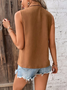 Casual Cotton-Blend Plain Vest