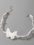 Boho White Butterfly Floral Motif Necklace Beach Vacation Party Jewelry