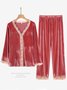 Valentine's Day Lace Gold Velvet Pajamas Homewear Set Plus Size