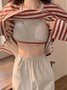 Cozy Cotton Stripe Printed Padded Loungewear Set Plus Size