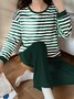 Cozy Cotton Stripe Printed Padded Loungewear Set Plus Size