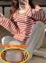 Cozy Cotton Stripe Printed Padded Loungewear Set Plus Size