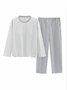 Cozy Cotton Stripe Printed Padded Loungewear Set Plus Size