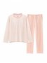 Cozy Cotton Stripe Printed Padded Loungewear Set Plus Size