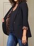 Elegant Leopard Print Lined Blazer, Black