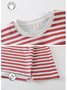 Cozy Cotton Stripe Printed Padded Loungewear Set Plus Size
