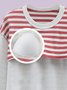 Cozy Cotton Stripe Printed Padded Loungewear Set Plus Size
