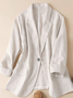 Casual Plain Lapel Collar Linen Blazer
