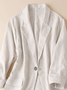 Casual Plain Lapel Collar Linen Blazer