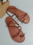 Brown Braided Detail Toe Ring Sandals
