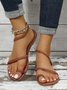 Brown Braided Detail Toe Ring Sandals