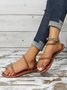 Brown Braided Detail Toe Ring Sandals