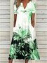 Women's Rose Print Elegant Floral Loose Maxi Summer Dress
