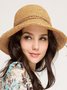 Boho Holiday Plain Leather Cord Trim Straw Hat Spring Summer Beach Accessories