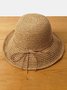 Boho Holiday Plain Leather Cord Trim Straw Hat Spring Summer Beach Accessories