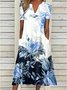 Women's Rose Print Elegant Floral Loose Maxi Summer Dress