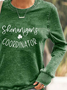 Text Letters Regular Fit Crew Neck Casual Sweatshirt
