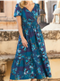 Floral Loose Casual V Neck Dress