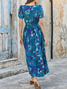 Floral Loose Casual V Neck Dress