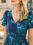 Floral Loose Casual V Neck Dress